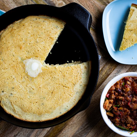 Cast Iron Honey Jalapeño Cornbread