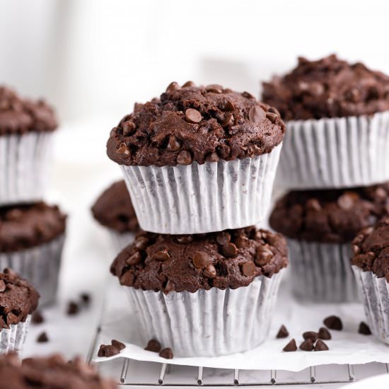Vegan double chocolate muffins