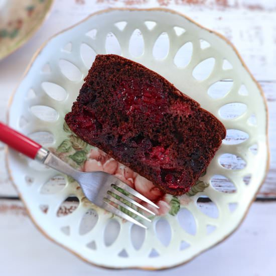 Simple chocolate triple berry cake