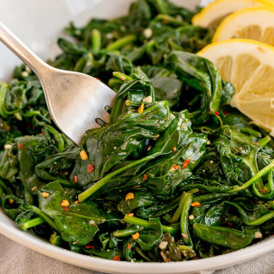 Sautéed Spinach with Garlic & Lemon
