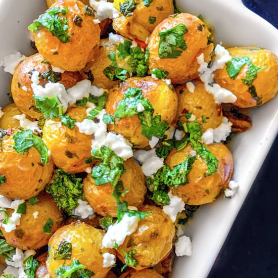 Air Fryer Greek Potatoes
