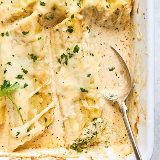 Spinach Stuffed Manicotti