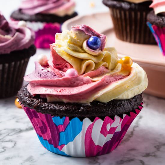 Berry and Mango Buttercream Cupcake