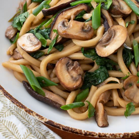 Udon Noodle and Mushroom Stir Fry