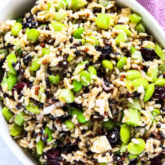Cranberry Edamame Brown Rice Salad