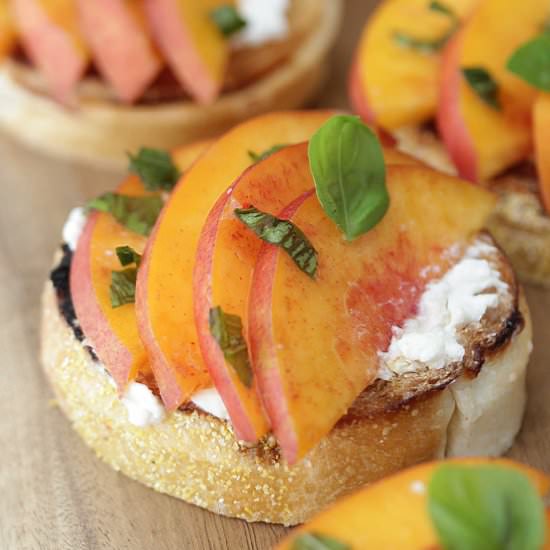 Peach Burrata Toasts