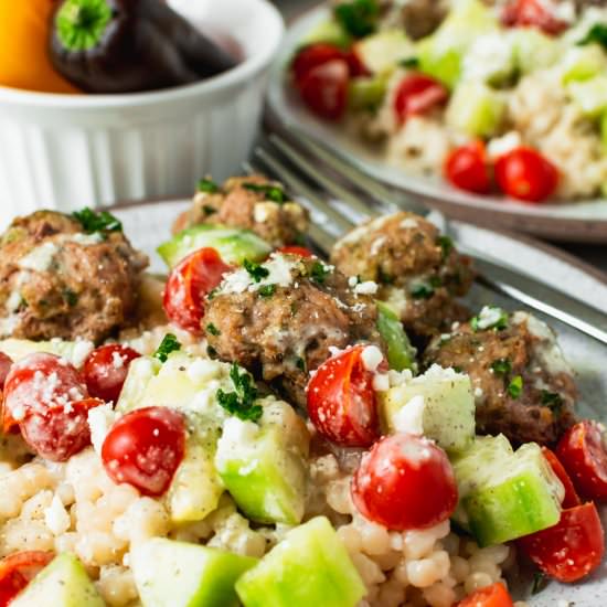 Greek Turkey Meatball Bowls