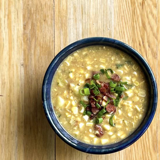 Corn Soup with Bacon and Potatoes
