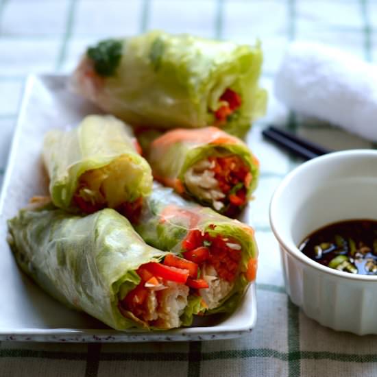 Miso fish summer rolls