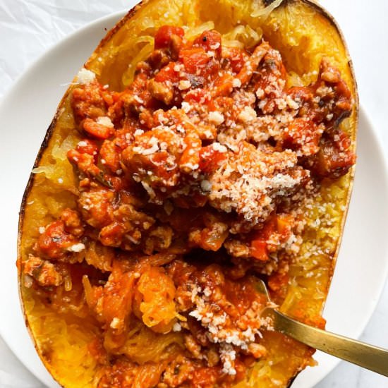 Spaghetti Squash Turkey Bolognese