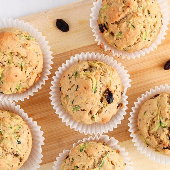 Vegan Zucchini Raisin Muffins