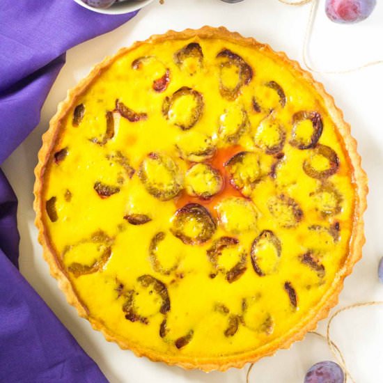 Plum and Vanilla Custard Tart
