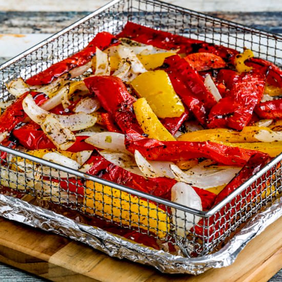 Air Fryer Peppers and Onions