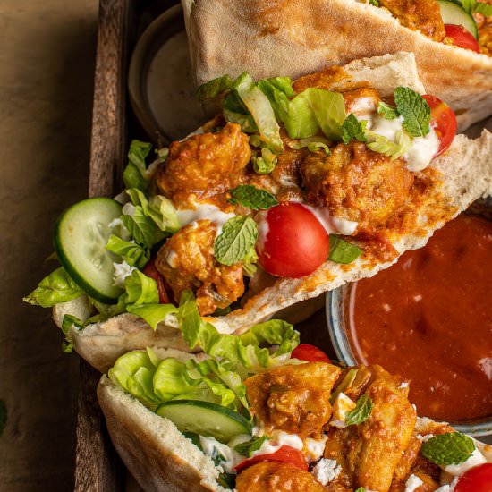 Chicken tikka masala pita wraps