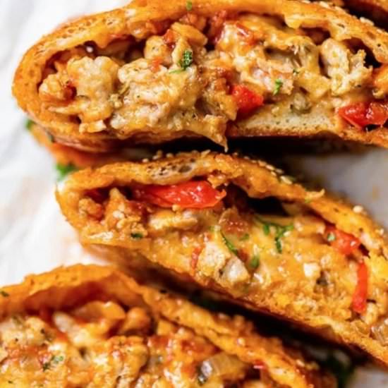 Sausage Pepper and Onion Stromboli