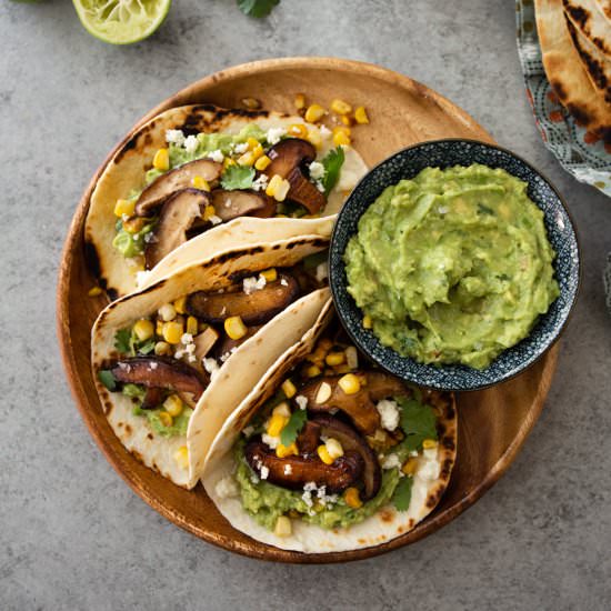 Shiitake Mushroom and  Corn Tacos