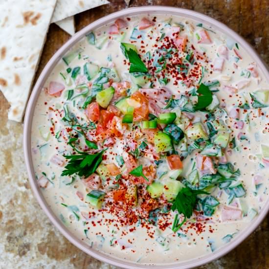 Cucumber Tomato Tahini Salad