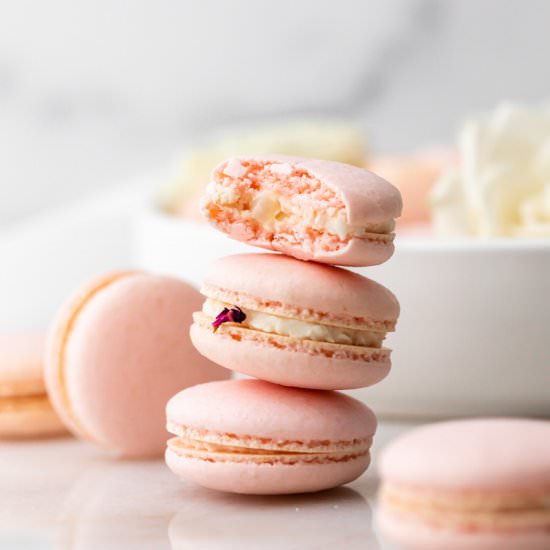 Lychee & Rose Macarons