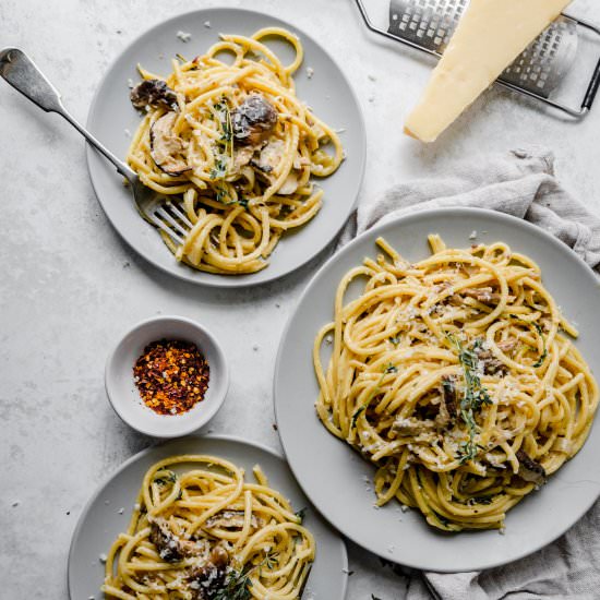 Creamy Thyme Mushroom Bucatini