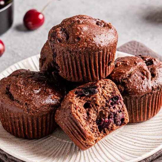 Chocolate Cherry Protein Muffins