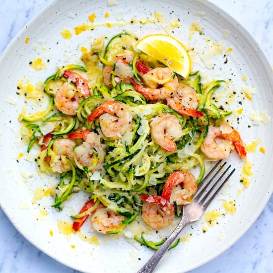 Lemon Garlic Shrimp Zucchini Pasta