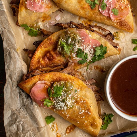 Beef birria tacos with au jus