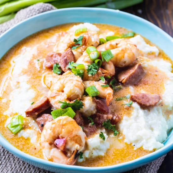 Smothered Shrimp and Grits