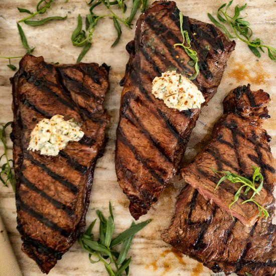 Strip Steak with Tarragon Butter