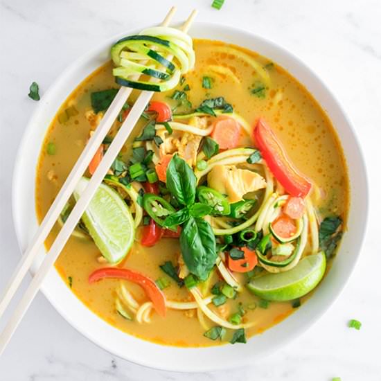 Thai Curry Chicken Zoodle Soup