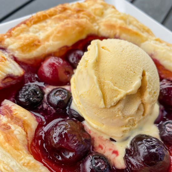 Cherry & Blueberry Puff Pastry Tart