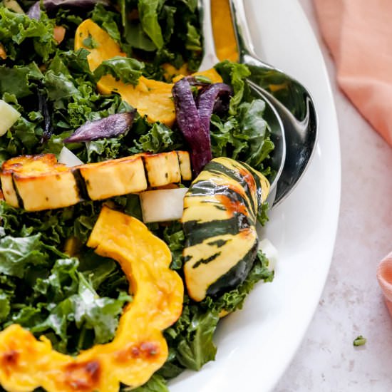 Vegan Delicata Squash & Kale Salad