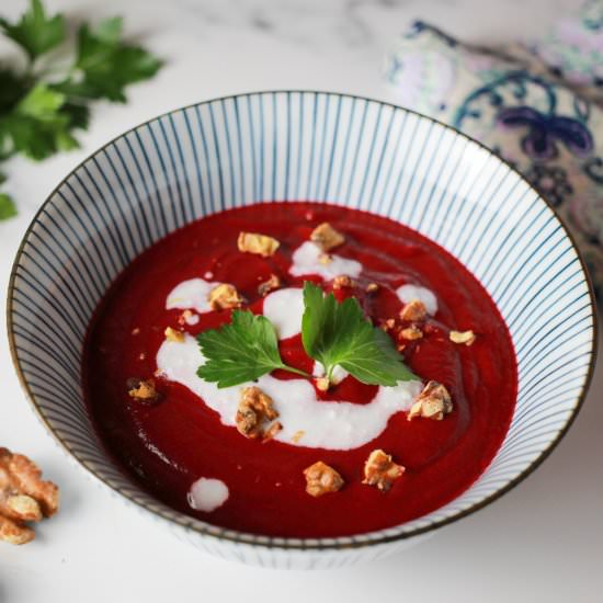 Roasted Beetroot and Walnut Soup