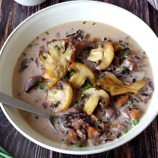 Wild rice mushroom soup
