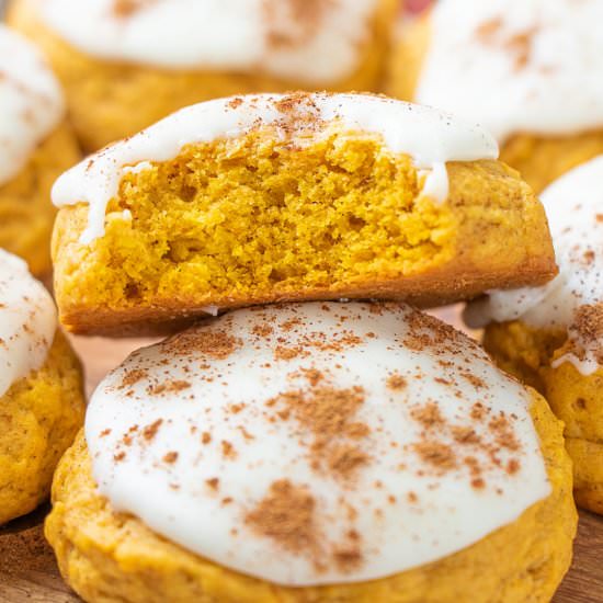 Soft Frosted Vegan Pumpkin Cookies