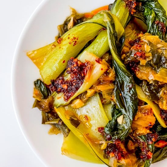 Sweet Leeks and Ginger Bok Choy