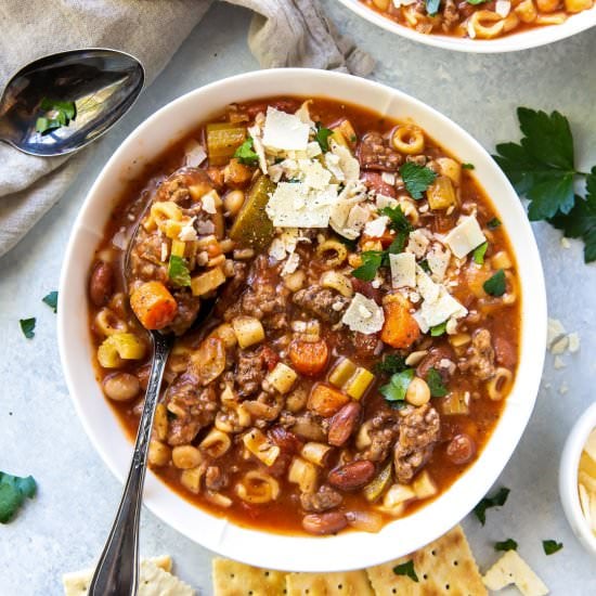 Slow Cooker Hamburger Minestrone