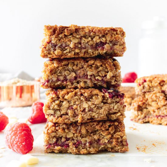 Raspberry White Chocolate Flapjacks