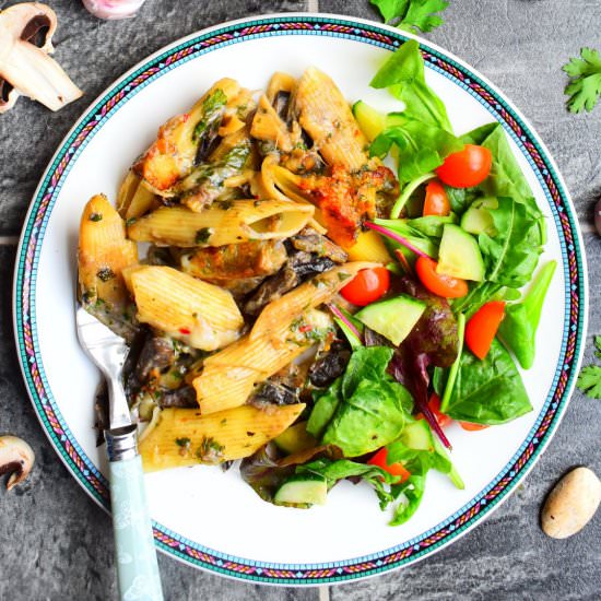 Leek and Mushroom Pasta Bake