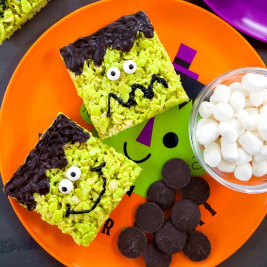 Frankenstein Rice Krispies Treats