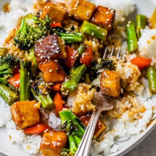 Tofu Stir Fry in a Soy Sesame Sauce