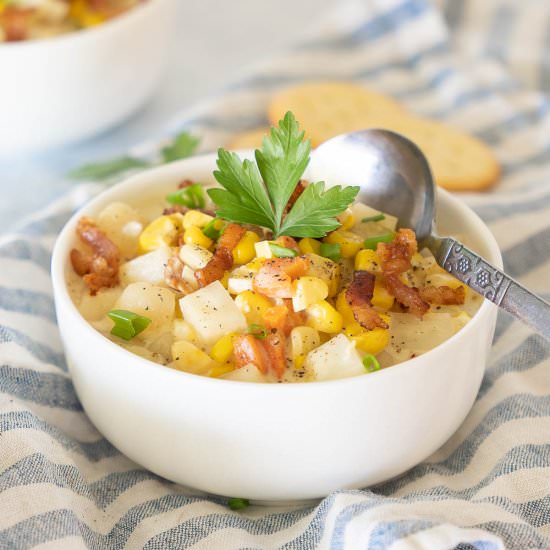 Potato Chowder with Corn and Bacon
