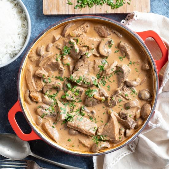 Leftover Roast Beef Stroganoff