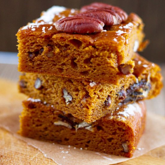 Gluten Free Vegan Pumpkin Cake Bars