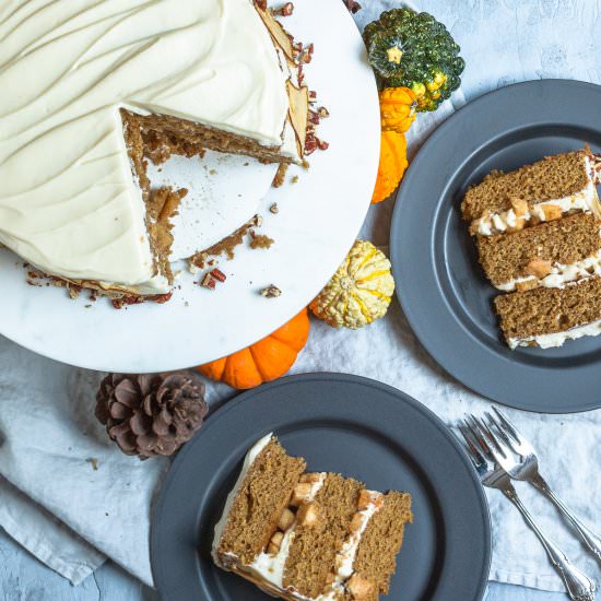 Spice Cake with Maple Roasted Pears
