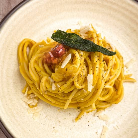 Pumpkin Carbonara With Crispy Sage