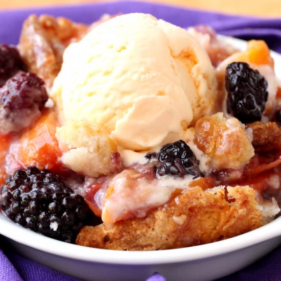 Easy Peach and Blackberry Cobbler