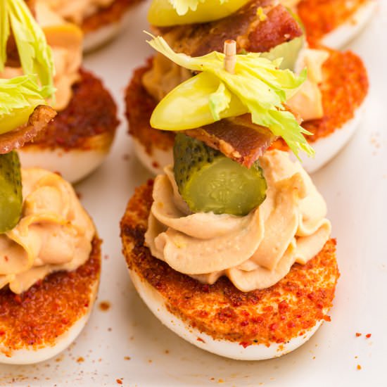Bloody Mary Deviled Eggs