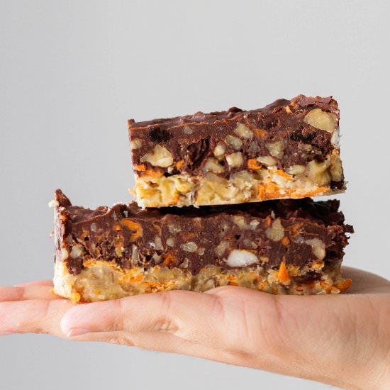 Coconut Carrot Choco Raw Cake Bars
