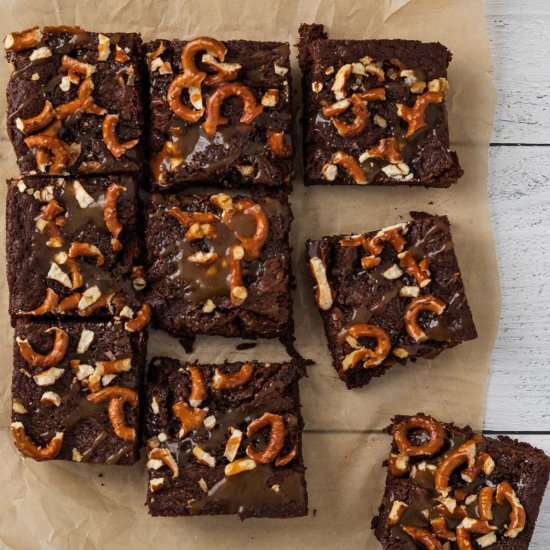Salted Caramel Pretzel Brownies