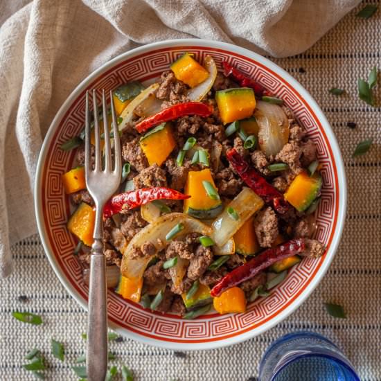 Cumin Ground Beef with Kabocha